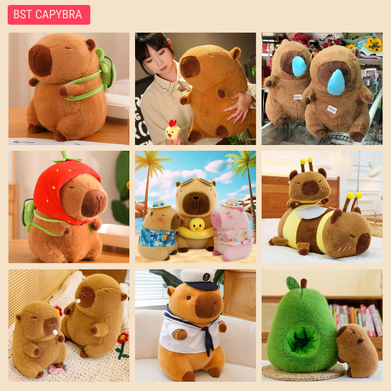 Capybara Đeo Balo Rùa Dễ Thương Gấu Bông Capybara Balo Rùa Phụ Kiện Có Thể Tháo Rời Gấu Capybara Vải Lông Cao Cấp