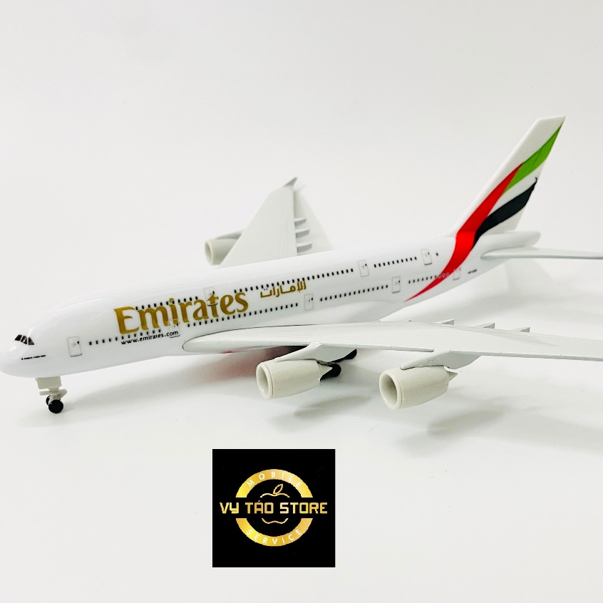 MÁY BAY EMIRATES AIRLINES AIRBUS A380-800 TỈ LỆ 1:400 (20CM) MÔ HÌNH KIM LOẠI CAO CẤP SƠN TĨNH ĐIỆN BÓNG ĐẸP LOẠI 1
