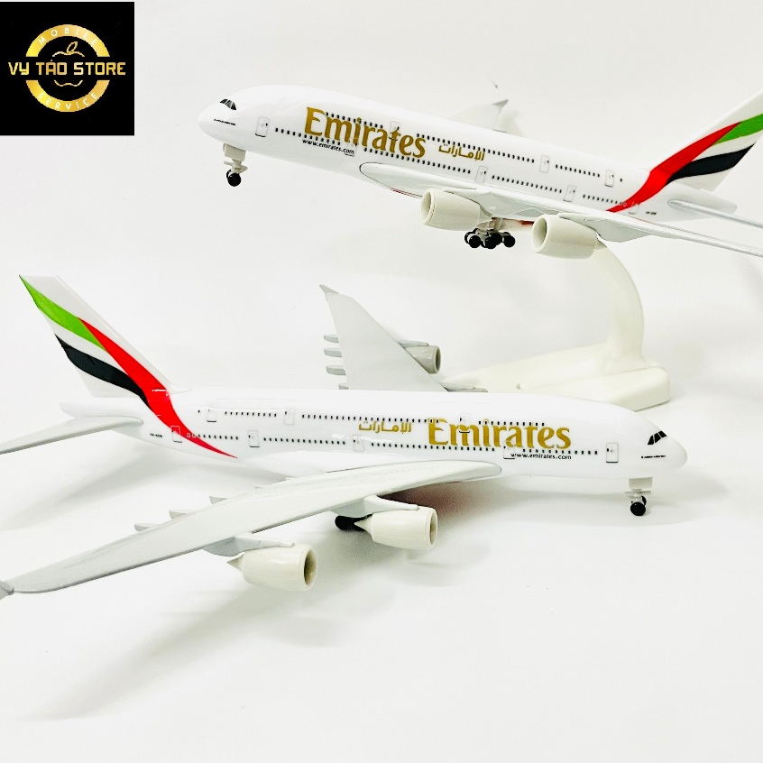 MÁY BAY EMIRATES AIRLINES AIRBUS A380-800 TỈ LỆ 1:400 (20CM) MÔ HÌNH KIM LOẠI CAO CẤP SƠN TĨNH ĐIỆN BÓNG ĐẸP LOẠI 1