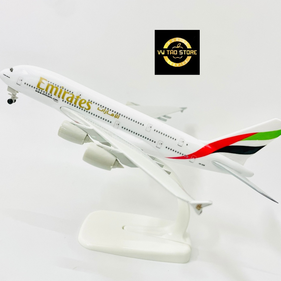 MÁY BAY EMIRATES AIRLINES AIRBUS A380-800 TỈ LỆ 1:400 (20CM) MÔ HÌNH KIM LOẠI CAO CẤP SƠN TĨNH ĐIỆN BÓNG ĐẸP LOẠI 1