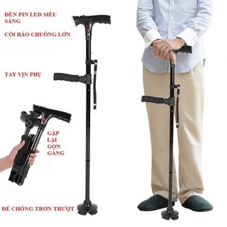 Gậy chống người già có tay vịn, còi báo và đèn pin. gậy chống thông minh; gậy chống cho người già