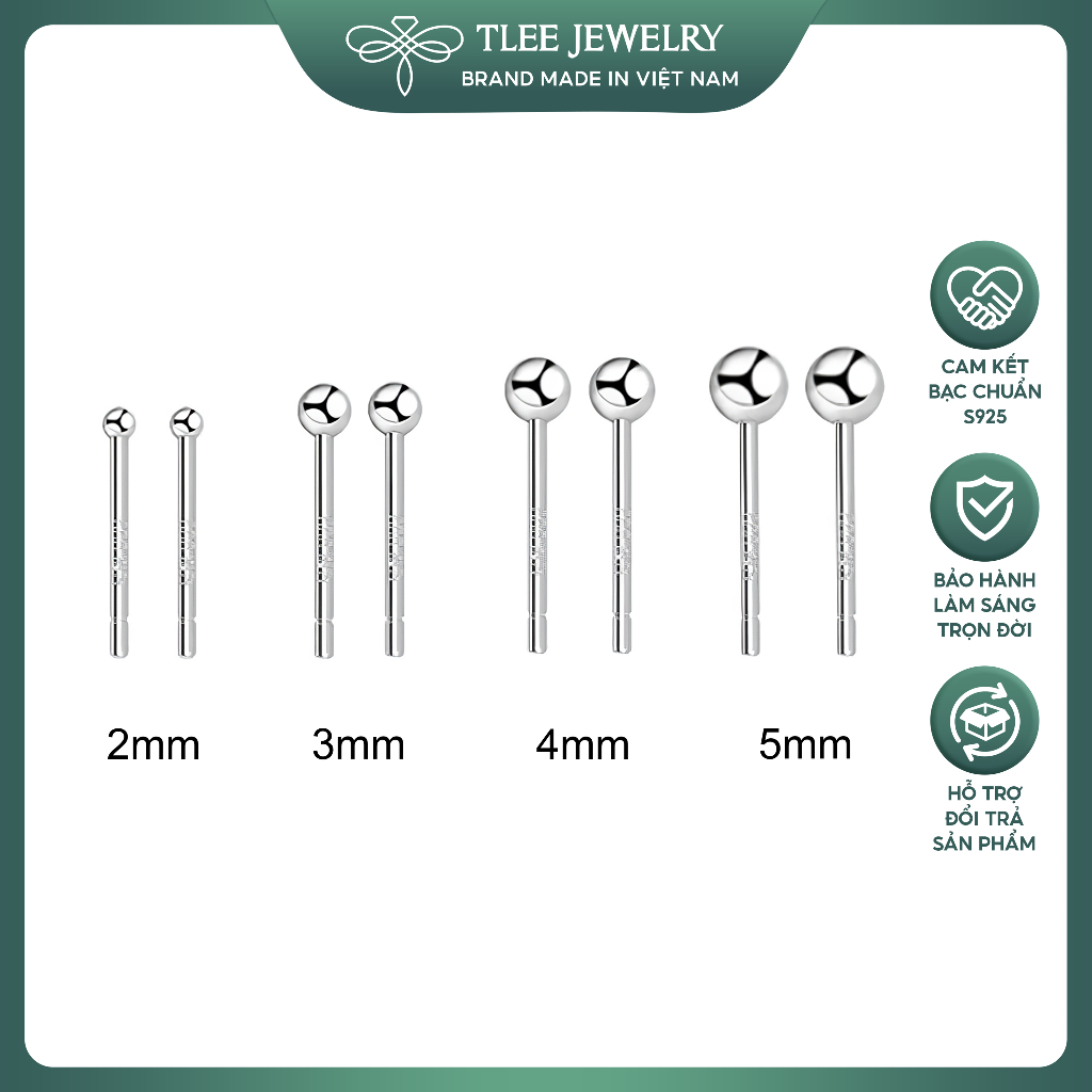 Ảnh Khuyên tai bạc unisex TLEE bi minidot basic cá tính TLEE JEWELRY B0207 1