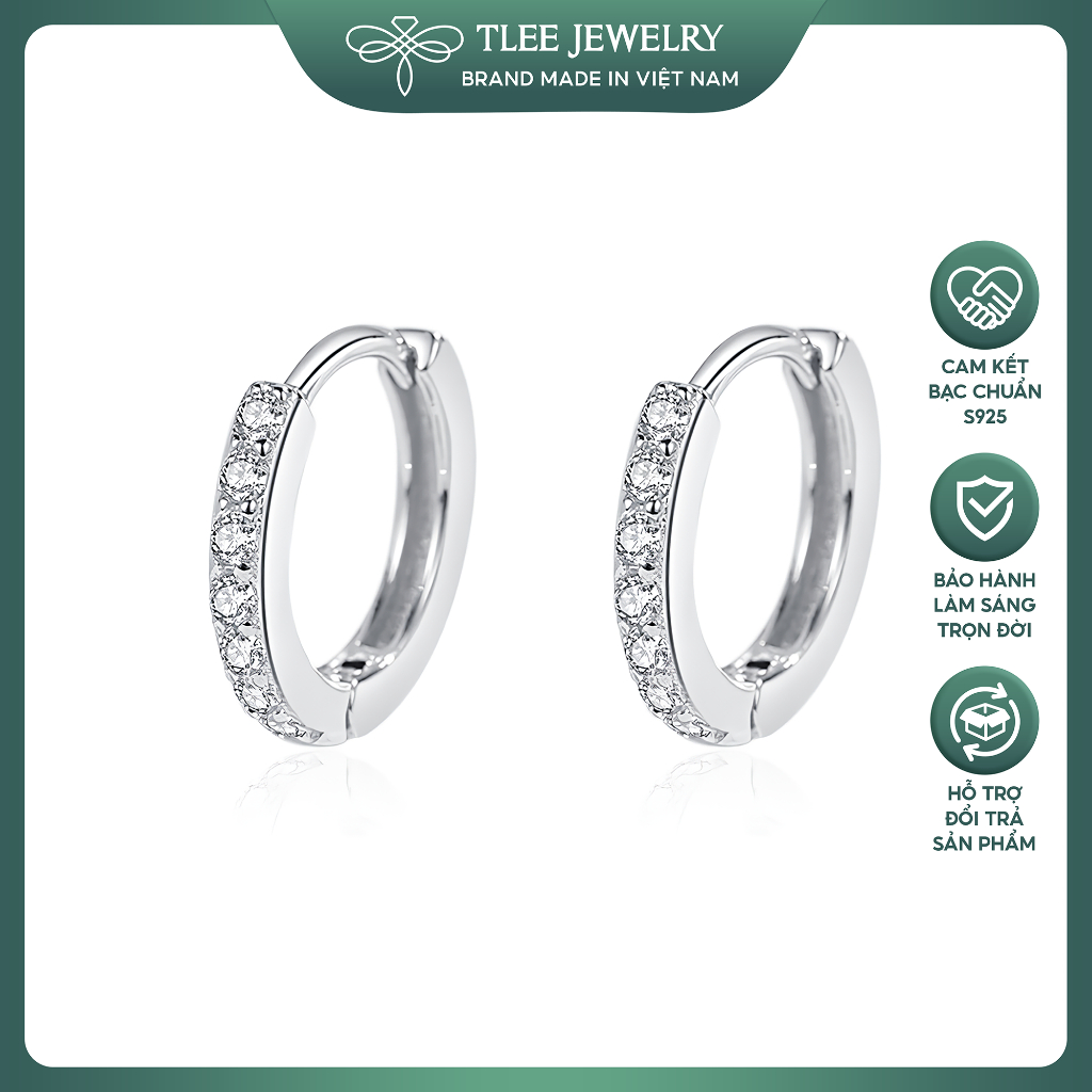 Ảnh Khuyên tai bạc nữ TLEE tròn nạm đá sang trọng TLEE JEWELRY B0124 1