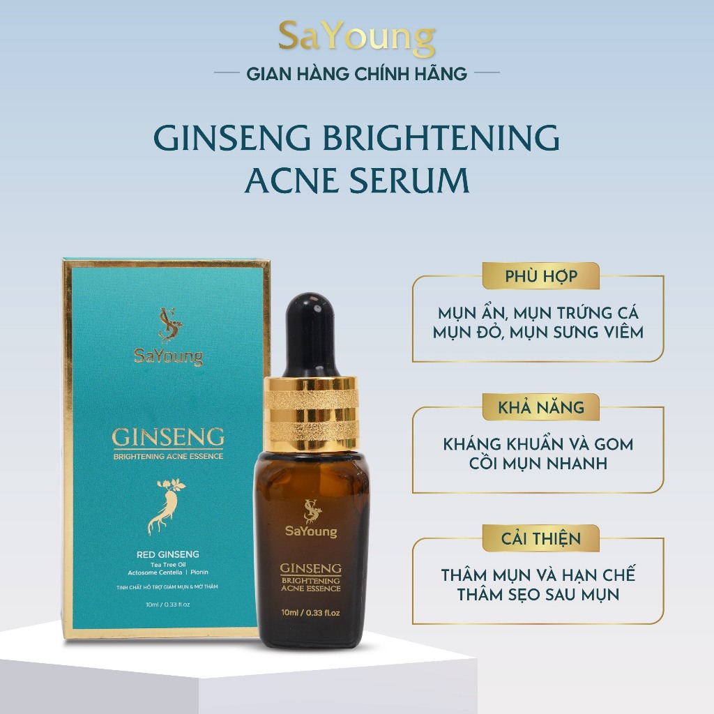 [Tặng Que Nặn Mụn] Serum Mụn 10ml | GINSENG BRIGHTENING ACNE SERUM SaYoung Skincare Làm Đẹp Chăm Sóc