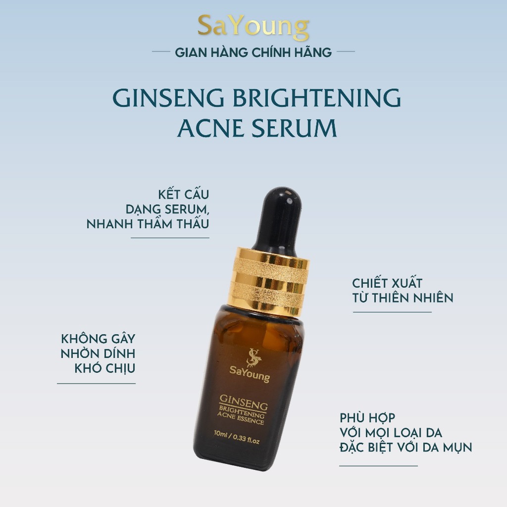 [Tặng Que Nặn Mụn] Serum Mụn 10ml | GINSENG BRIGHTENING ACNE SERUM SaYoung Skincare Làm Đẹp Chăm Sóc