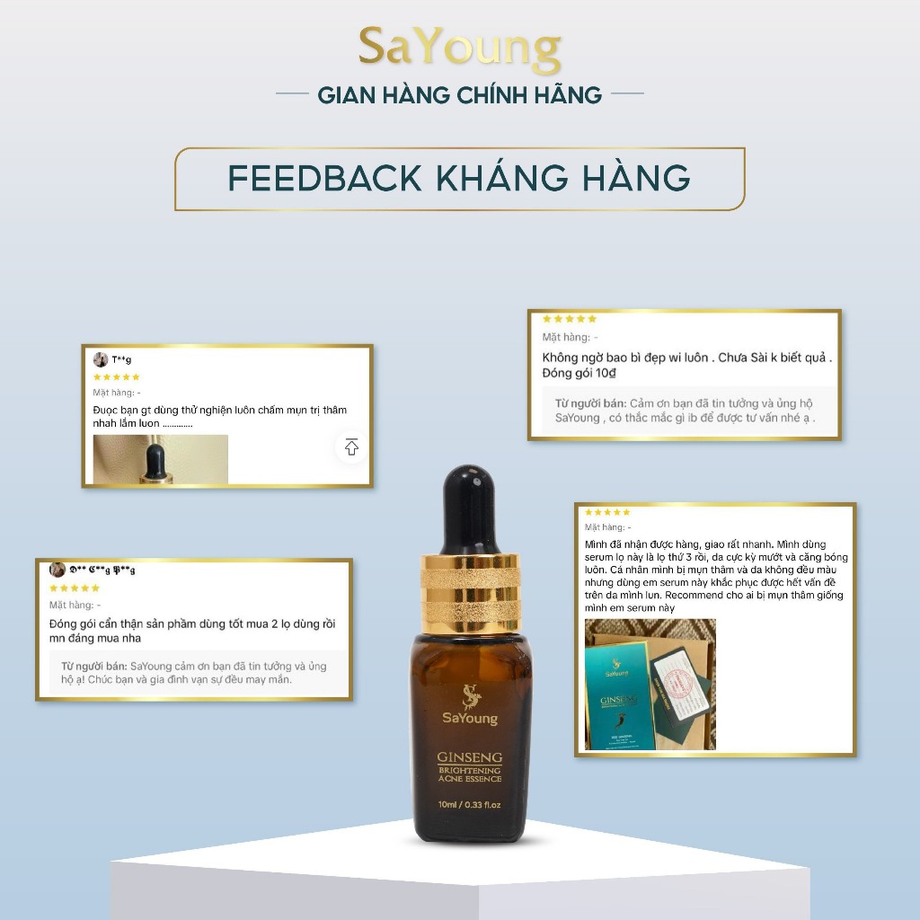 [Tặng Que Nặn Mụn] Serum Mụn 10ml | GINSENG BRIGHTENING ACNE SERUM SaYoung Skincare Làm Đẹp Chăm Sóc
