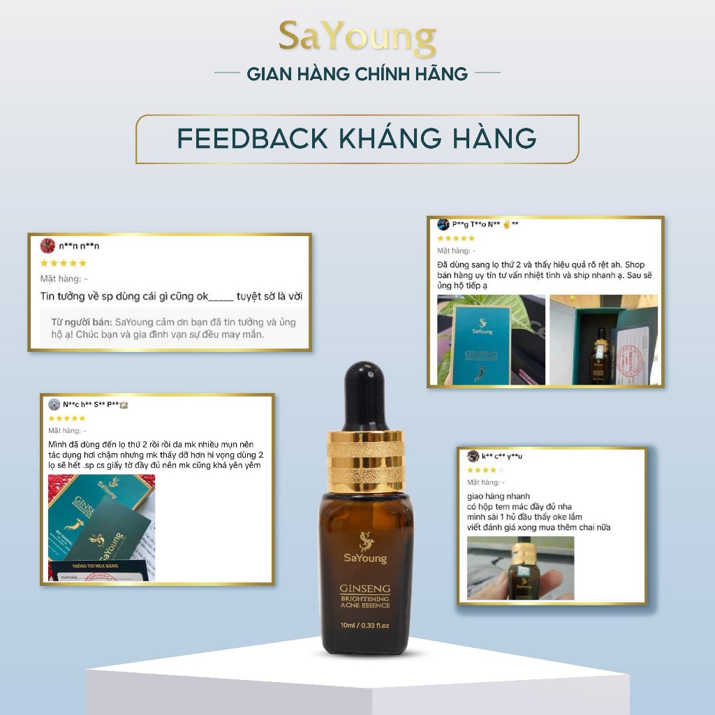 [Tặng Que Nặn Mụn] Serum Mụn 10ml | GINSENG BRIGHTENING ACNE SERUM SaYoung Skincare Làm Đẹp Chăm Sóc