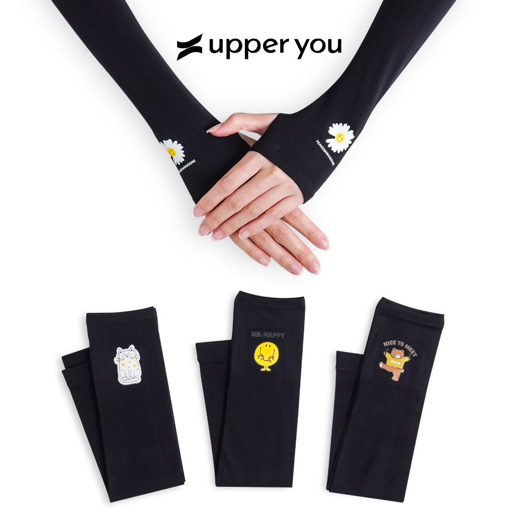 Găng Tay Chống Nắng Họa Tiết UPPER YOU Xỏ Ngón Co Giãn 4 Chiều Thấm Hút Mồ Hôi - OTX02