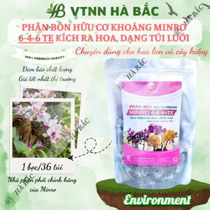 Phân bón hữu cơ khoáng Minro 6-4-6 TE kích ra hoa cho phong lan, hoa kiểng, bonsai, Dạng Túi Lưới (36 túi/gói)