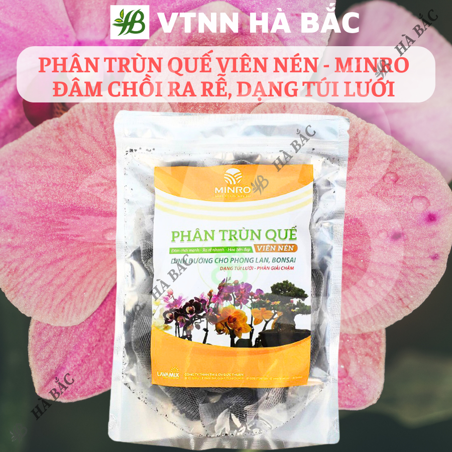 Phân Trùn Quế Viên Nén Minro, Đâm Chồi Ra Rễ Cho Phong Lan Hoa Kiểng Bonsai, Dạng Túi Lưới (36 Túi/Gói)