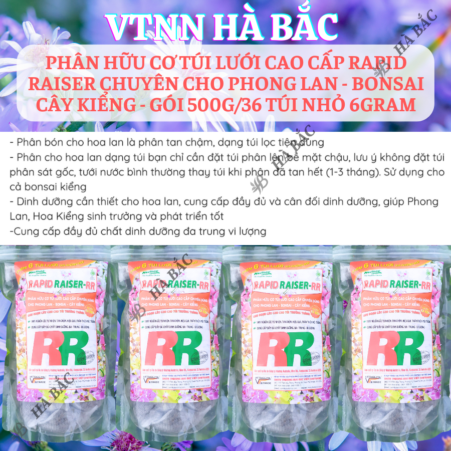 Phân Hữu Cơ Túi Lưới Cao Cấp Rapid Raiser, Chuyên Cho Phong Lan - Bonsai Cây Kiểng – (Gói 500gram/36 Túi Nhỏ 6gram)