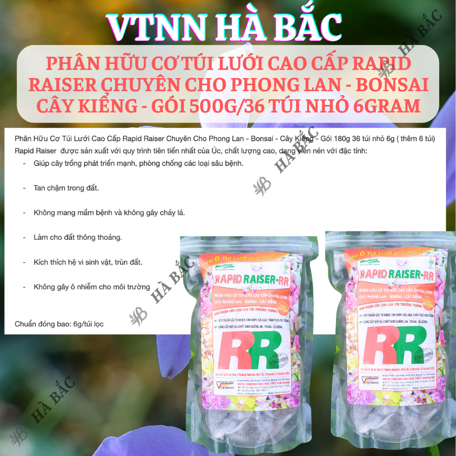 Phân Hữu Cơ Túi Lưới Cao Cấp Rapid Raiser, Chuyên Cho Phong Lan - Bonsai Cây Kiểng – (Gói 500gram/36 Túi Nhỏ 6gram)