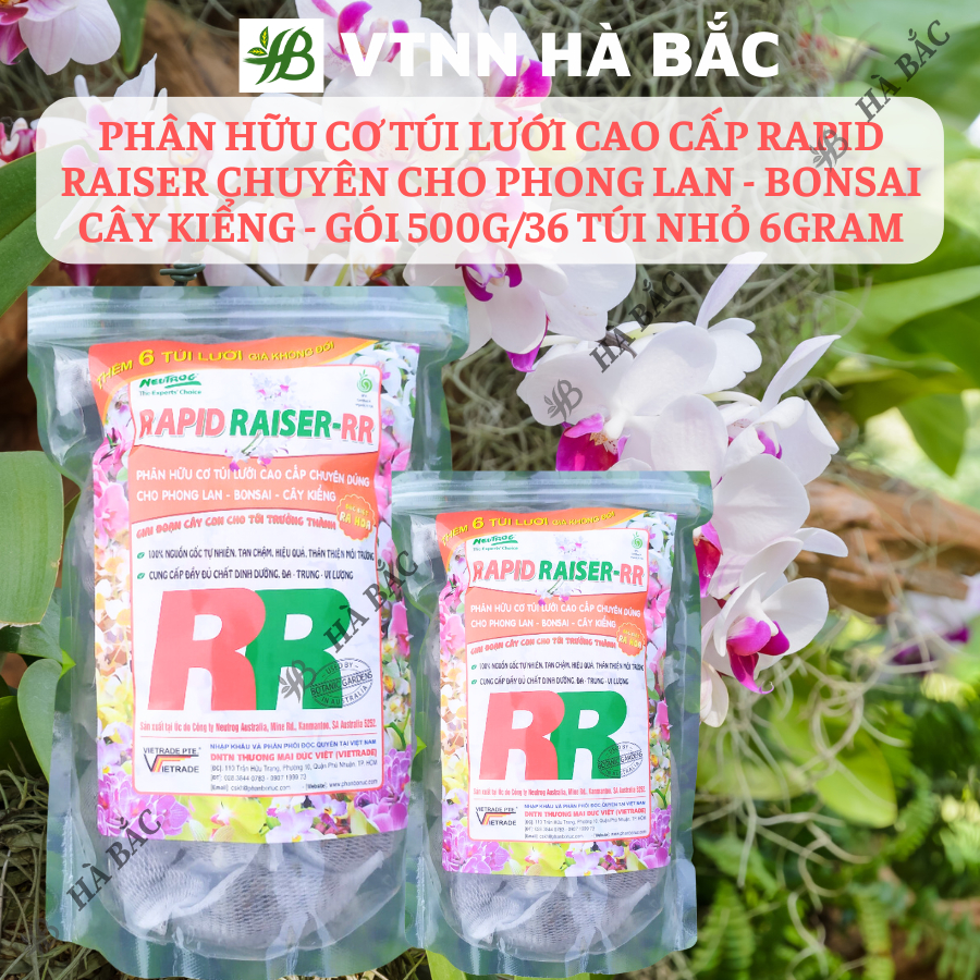 Phân Hữu Cơ Túi Lưới Cao Cấp Rapid Raiser, Chuyên Cho Phong Lan - Bonsai Cây Kiểng – (Gói 500gram/36 Túi Nhỏ 6gram)