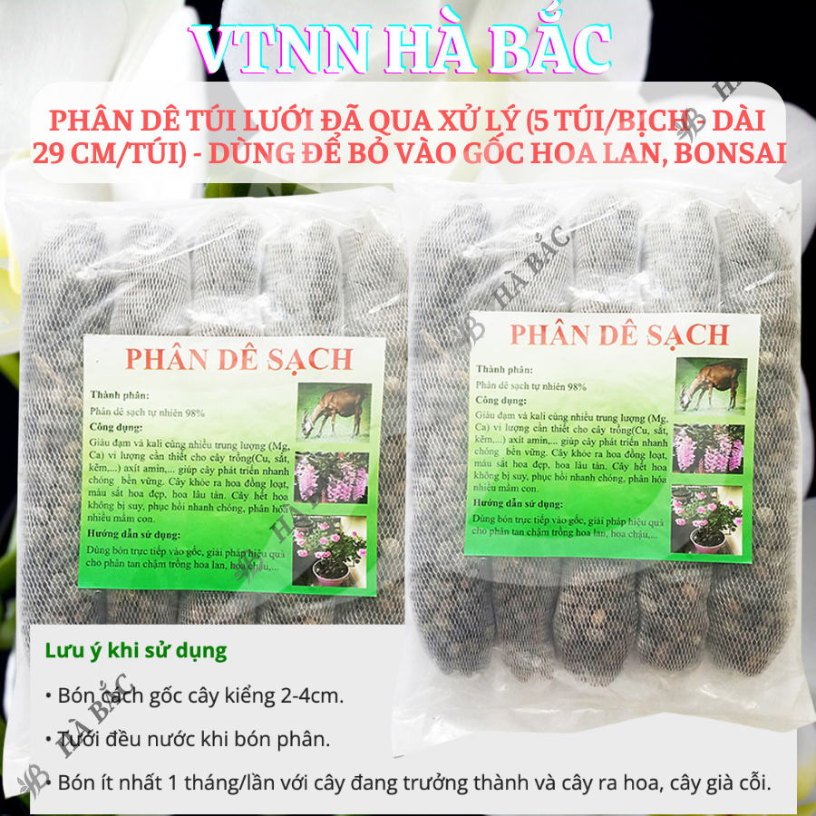 Phân dê túi lưới đã qua xử lý (túi lọc mini và túi lọc dài) - dùng để bỏ vào gốc hoa lan, bonsai (Bọc Mini/ bọc lớn)