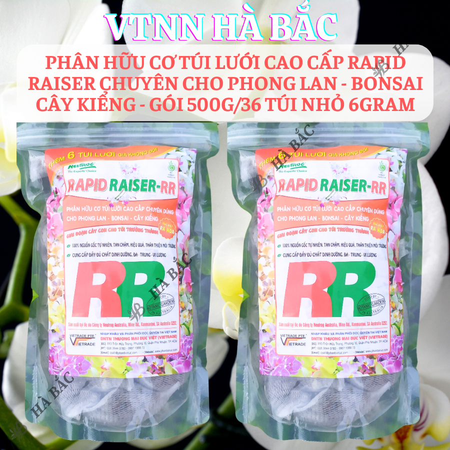 Phân Hữu Cơ Túi Lưới Cao Cấp Rapid Raiser, Chuyên Cho Phong Lan - Bonsai Cây Kiểng – (Gói 500gram/36 Túi Nhỏ 6gram)