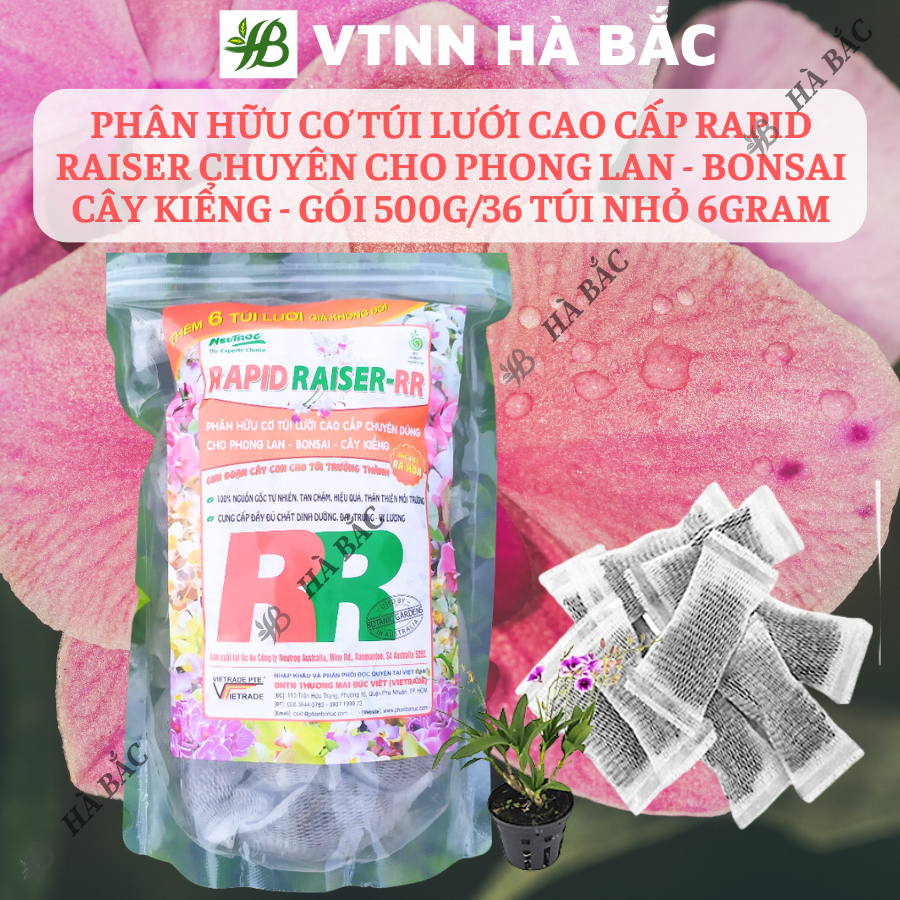 Phân Hữu Cơ Túi Lưới Cao Cấp Rapid Raiser, Chuyên Cho Phong Lan - Bonsai Cây Kiểng – (Gói 500gram/36 Túi Nhỏ 6gram)