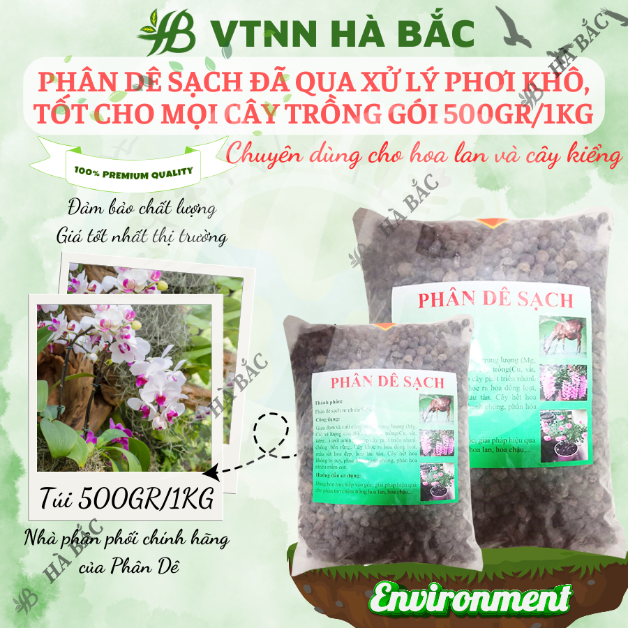 Phân Dê Sạch Đã Qua Xử Lý Phơi Khô, Tốt Cho Mọi Cây Trồng, chuyên dùng cho phong lan cây kiểng Bonsai (Gói 500GRAM/1KG)