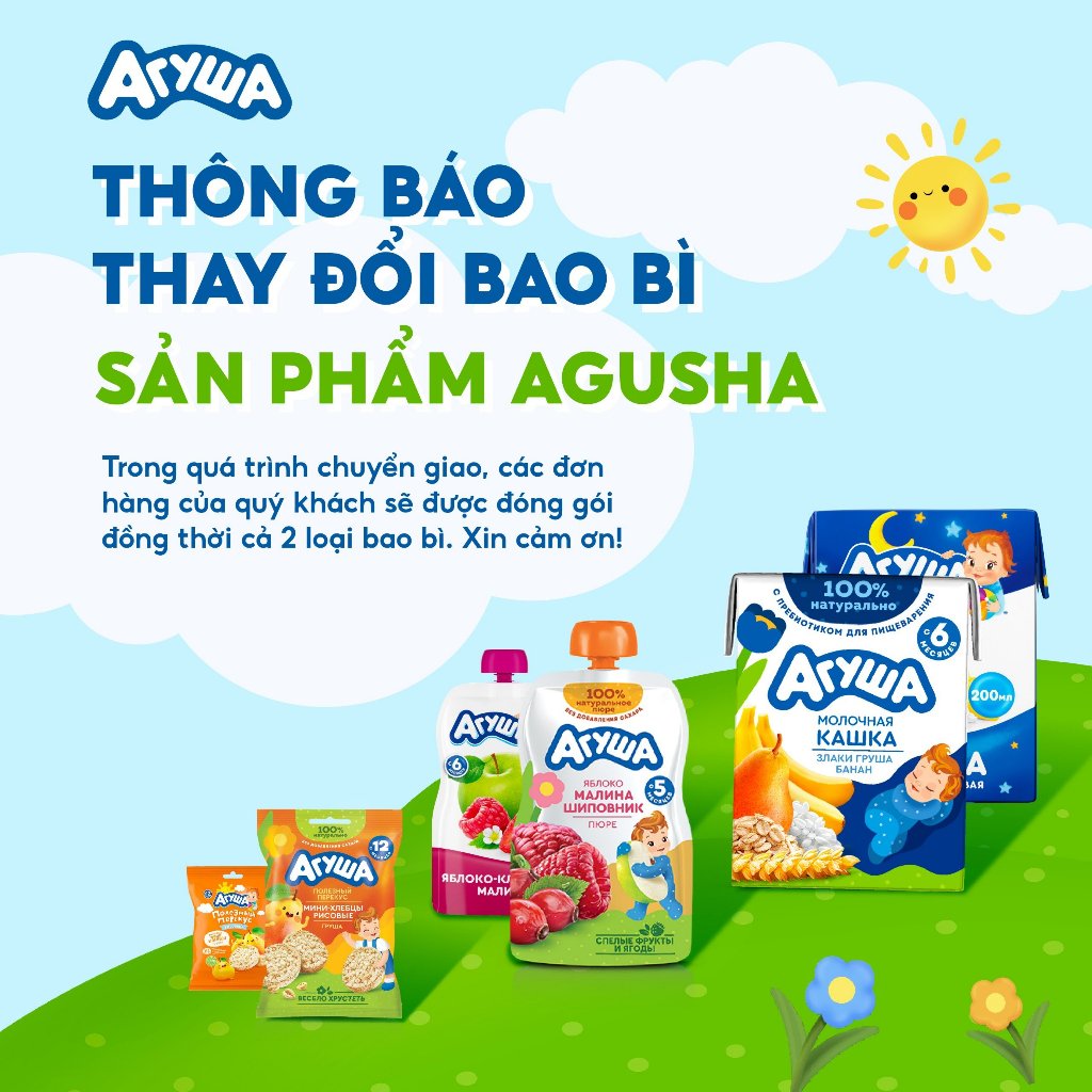 Ảnh Sữa đêm tăng cân giúp bé phát triển trí não và thị giác gạo sữa vị táo và lê Agusha 200ml 2