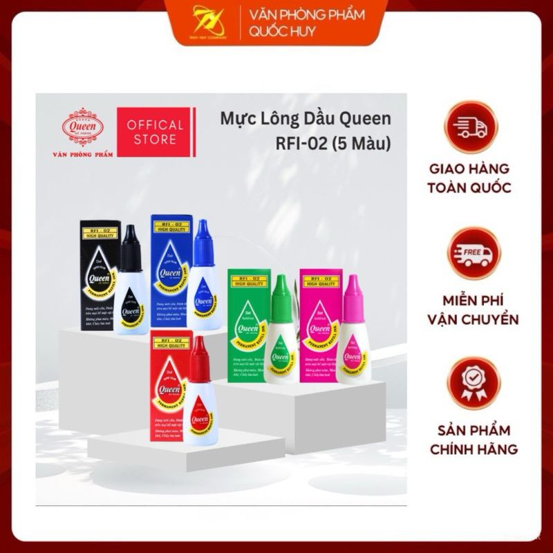 MỰC BÚT LÔNG DẦU QUEEN RFI 02, 25ML - VPP QUỐC HUY.