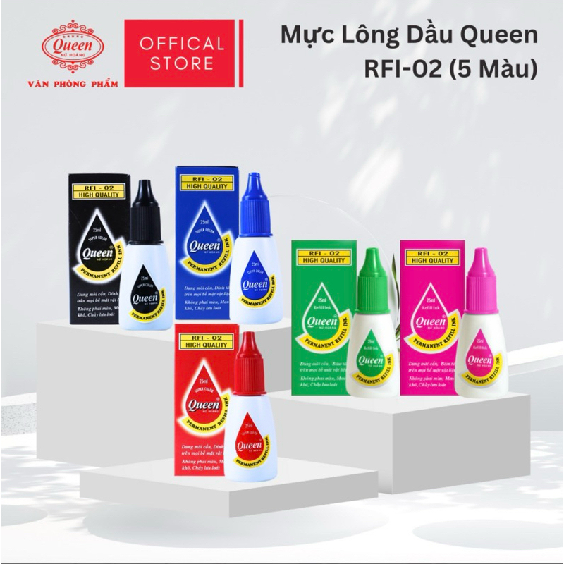 MỰC BÚT LÔNG DẦU QUEEN RFI 02, 25ML - VPP QUỐC HUY.