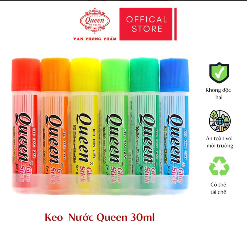[BUÔN LỐC 12 LỌ] HỒ DÁN GIẤY , KEO DÁN GIẤY QUEEN 30 ML - VPP QUỐC HUY.