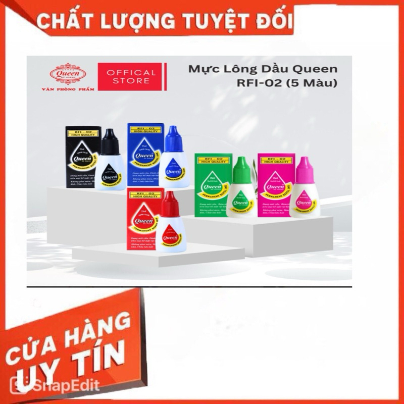 MỰC BÚT LÔNG DẦU QUEEN RFI 02, 25ML - VPP QUỐC HUY.