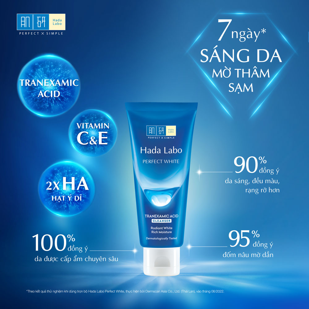 Ảnh Combo làm sạch dưỡng trắng: Sữa rửa mặt Hada Labo Perfect White Tranexamic Acid+ Nước tẩy trang dưỡng trắng 240ml 3