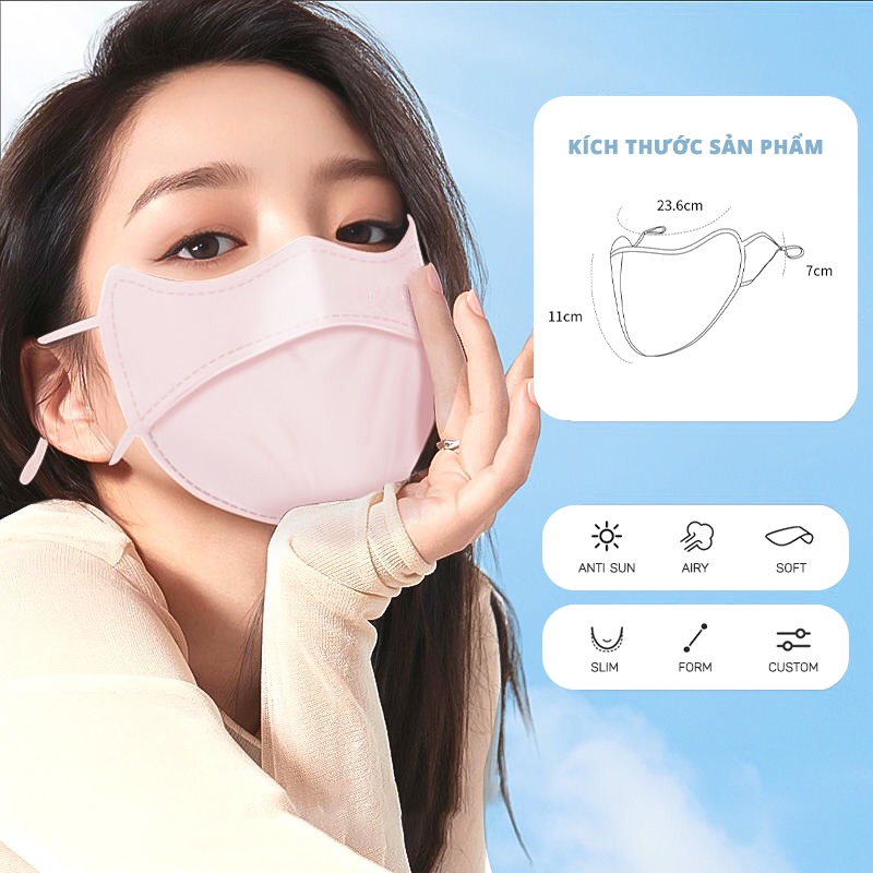 Khẩu trang chống nắng chống tia UV ngăn ngừa bụi mìn, chất liệu xu lạnh thoáng mát - Ekiu Shop