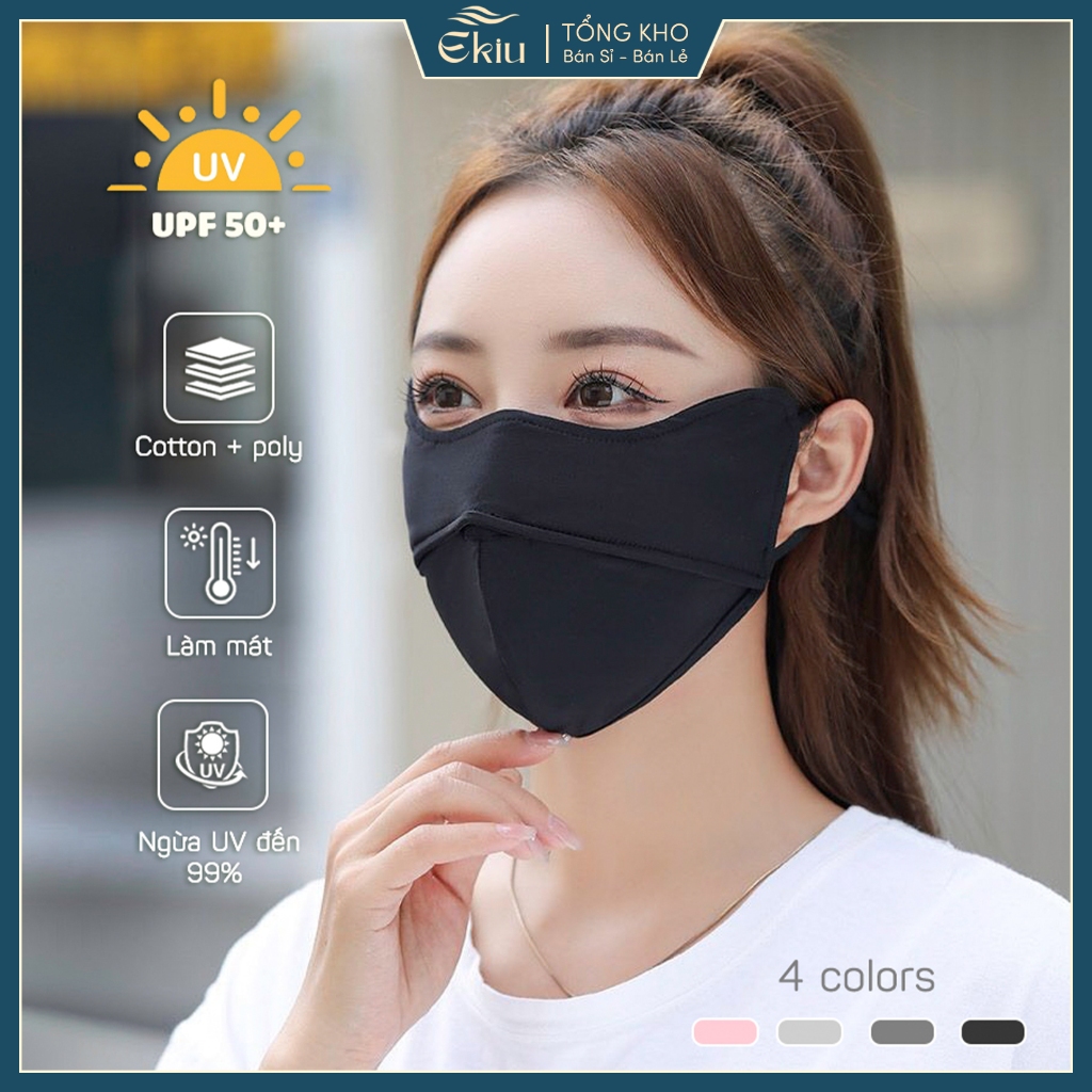 Khẩu trang chống nắng chống tia UV ngăn ngừa bụi mìn, chất liệu xu lạnh thoáng mát - Ekiu Shop