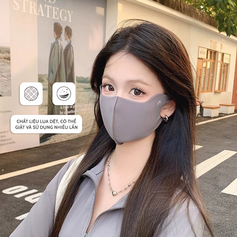 Khẩu trang chất liệu xu lạnh thoáng mát ngăn ngừa bụi mịn, chống nắng chống tia UV - Ekiu Shop