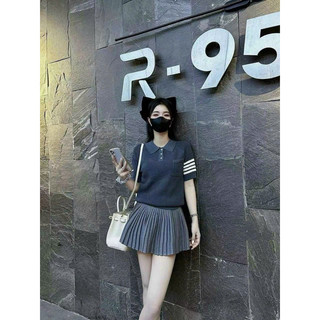Áo len Thom cổ bẻ cộc tay túi ngực, len mongtoghi mặc  hè free size 565