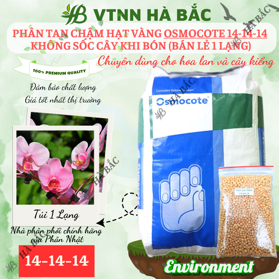 Phân Tan Chậm Hạt Vàng Osmocote 14-14-14 Không Sốc Cây Khi Bón Phong Lan Cây Kiểng Bonsai (Bán Lẻ 1 Lạng)