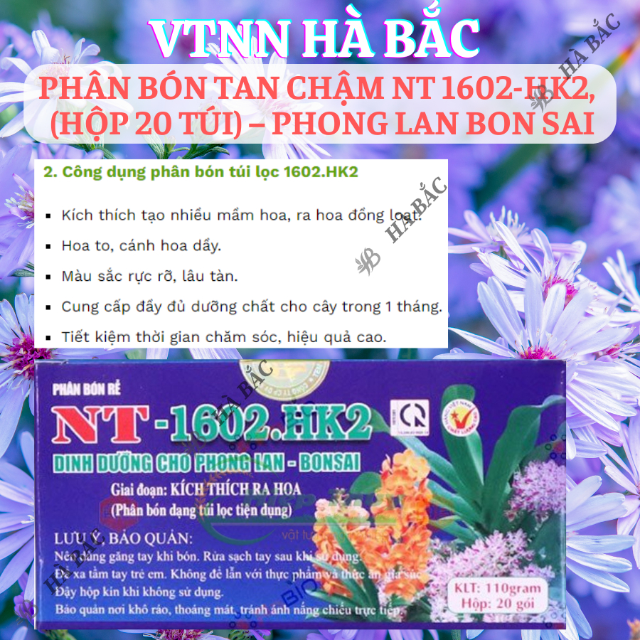 Phân bón tan chậm dạng túi lọc NT 1602-HK1, HK2, HK3 (hộp 20 túi) – chuyên phong lan bon sai cây kiểng