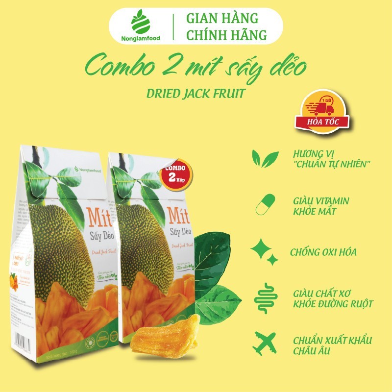 Combo 2 hộp mít sấy dẻo Nông Lâm Food hộp 100g