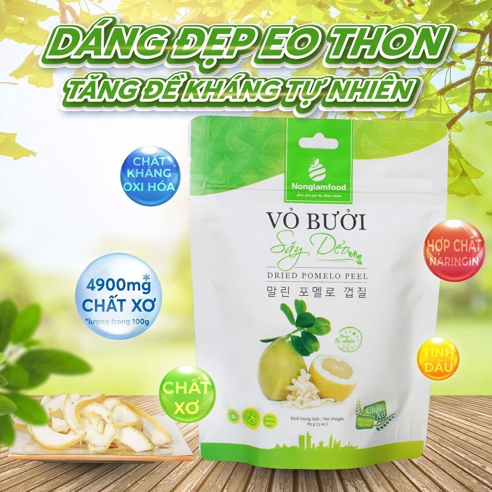 [Mua 10 tặng 2]  Combo 10 Túi Vỏ Bưởi Sấy Dẻo Nông Lâm Food túi 85g