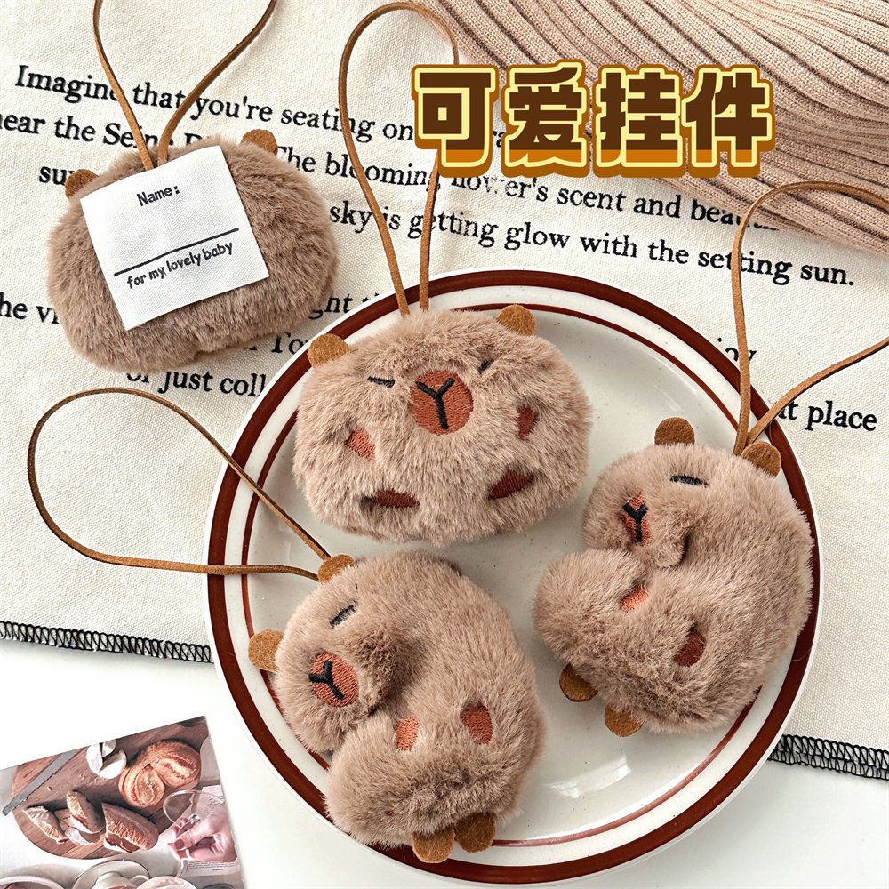 Móc Khóa Gắn Túi Gấu Bông Capybara Siêu Mềm Dễ Thương