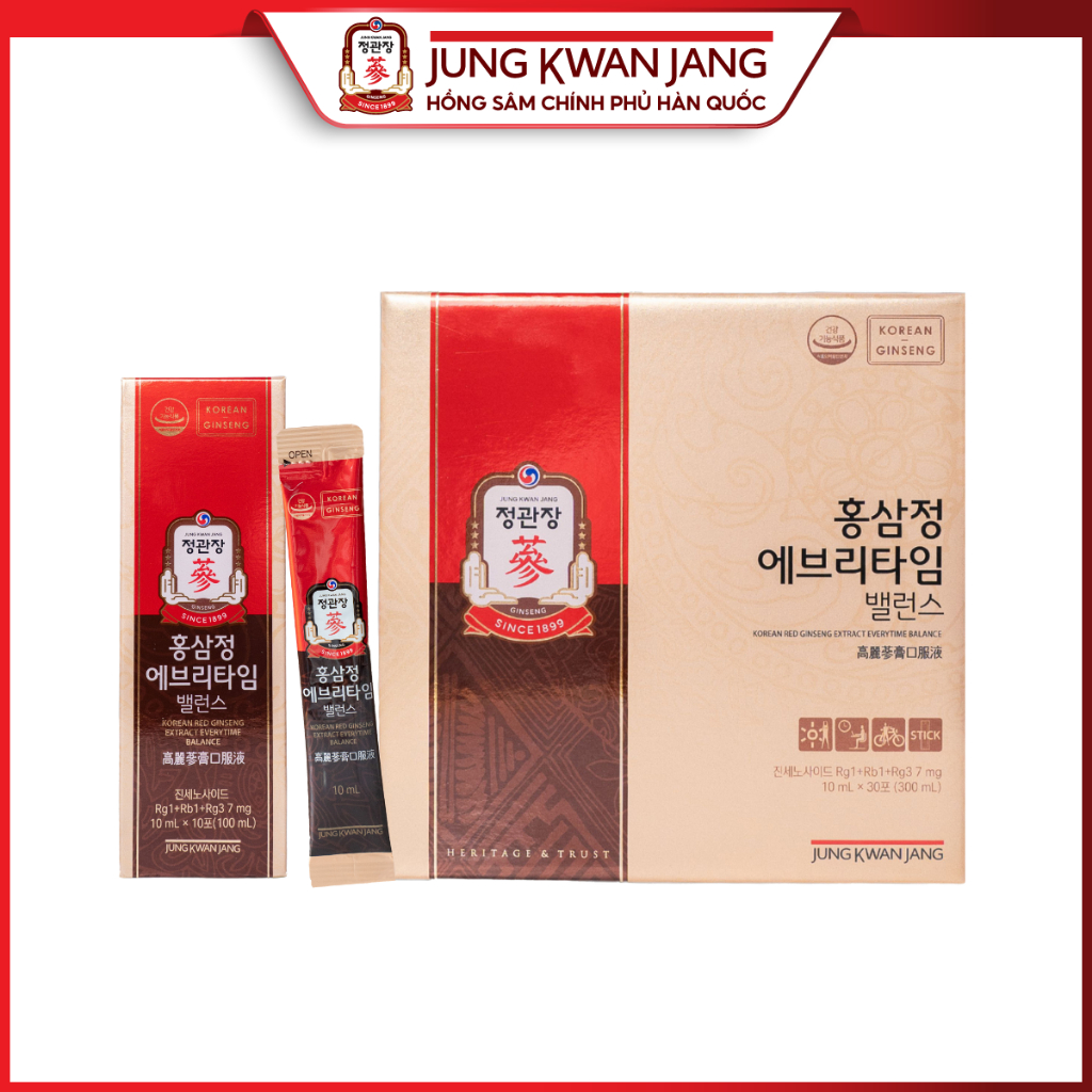 Ảnh Tinh Chất Hồng Sâm Pha Sẵn KGC Jung Kwan Jang EveryTime Balance (20 gói, 30 gói) 1