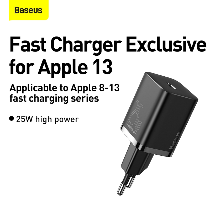 Ảnh Bộ sạc nhanh Type-C Baseus Super Si 25W PD/ QC3.0 Quick charger, With Cable Type-C To Type-C 1m 3