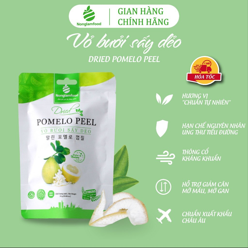 [MUA 10 TẶNG 2] Combo 10 Túi Vỏ Bưởi Sấy Dẻo Nông Lâm Food túi 25g
