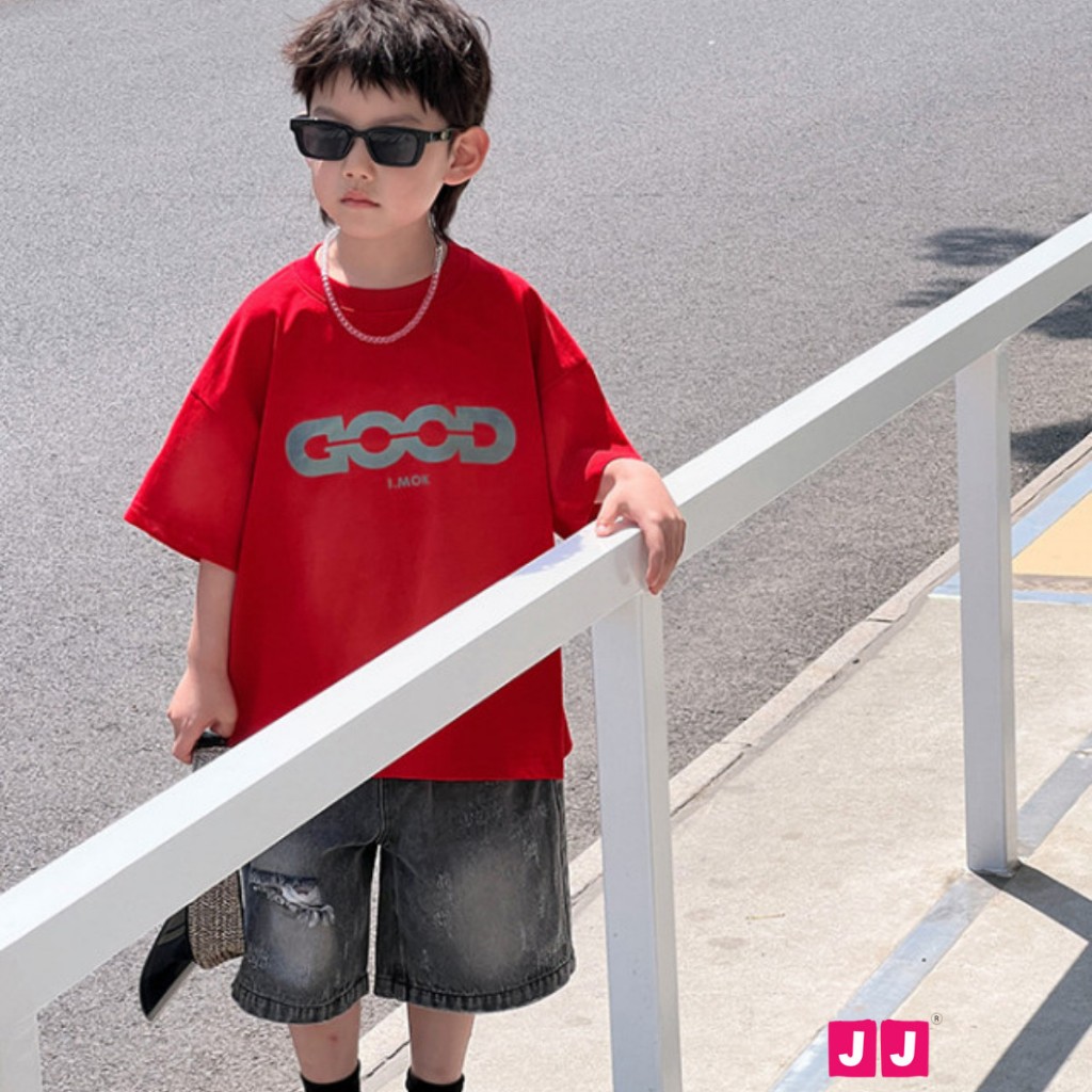 Áo Thun Ngắn Tay Mùa Hè Cho Bé Trai, Bé Gái In Hình Năng Động, Cổ Tròn | JJ Kids Fashion