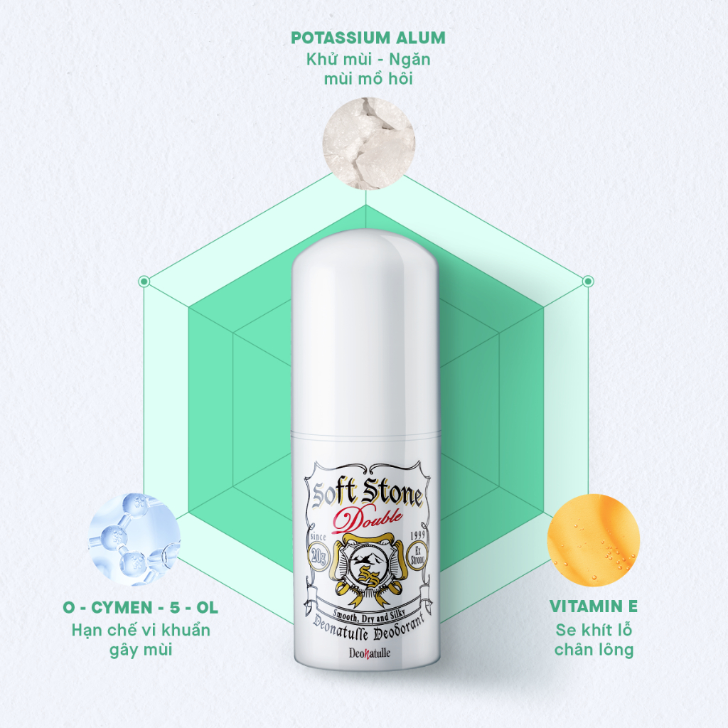 Ảnh Lăn khử mùi đá khoáng dạng sáp Deonatulle dành cho mọi loại da Soft Stone Double Deodorant 20G 2