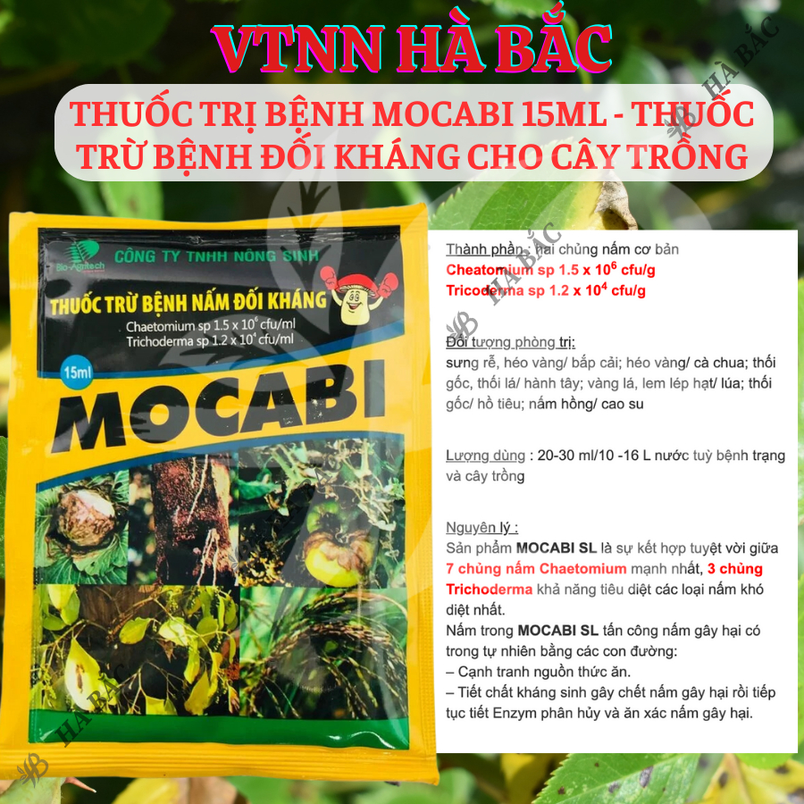 Chế phẩm xử lí nấm Mocabi (gói 15ml) – Xử lí benh Đối Kháng Cho Cây Trồng
