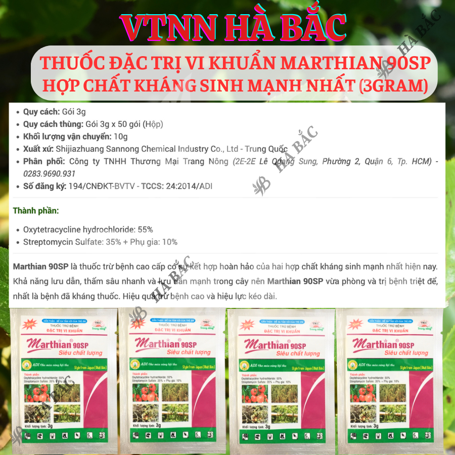 Chế Phẩm Xử Lí Vi Khuẩn Marthian 90sp Hợp Chất Khang Sinh Mạnh Nhất (Gói 3gram)