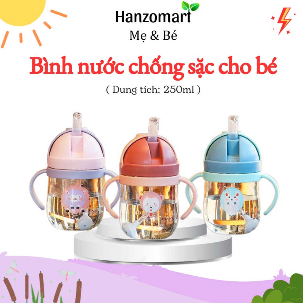 Bình uống nước cho bé tập uống , cốc tập  có van chống sặc 250ml