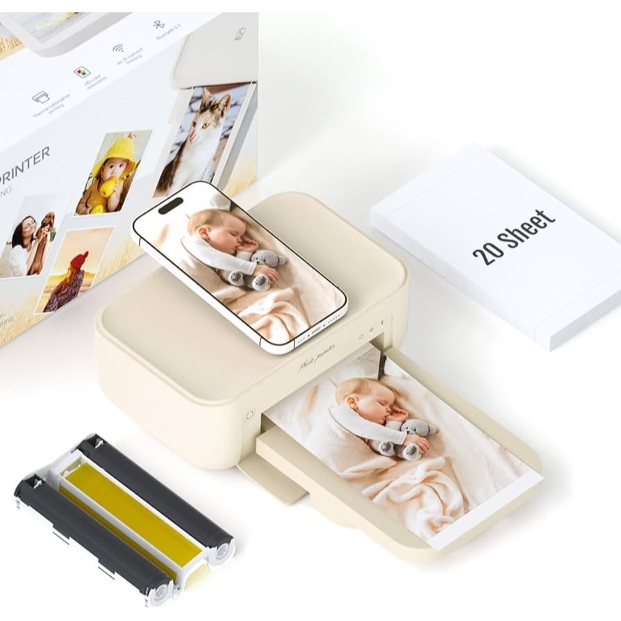 Máy in ảnh HPRT in tức thời không dây Wi-Fi cho iPhone, Android, Điện thoại thông minh, Máy in nhuộm thăng hoa nhiệt