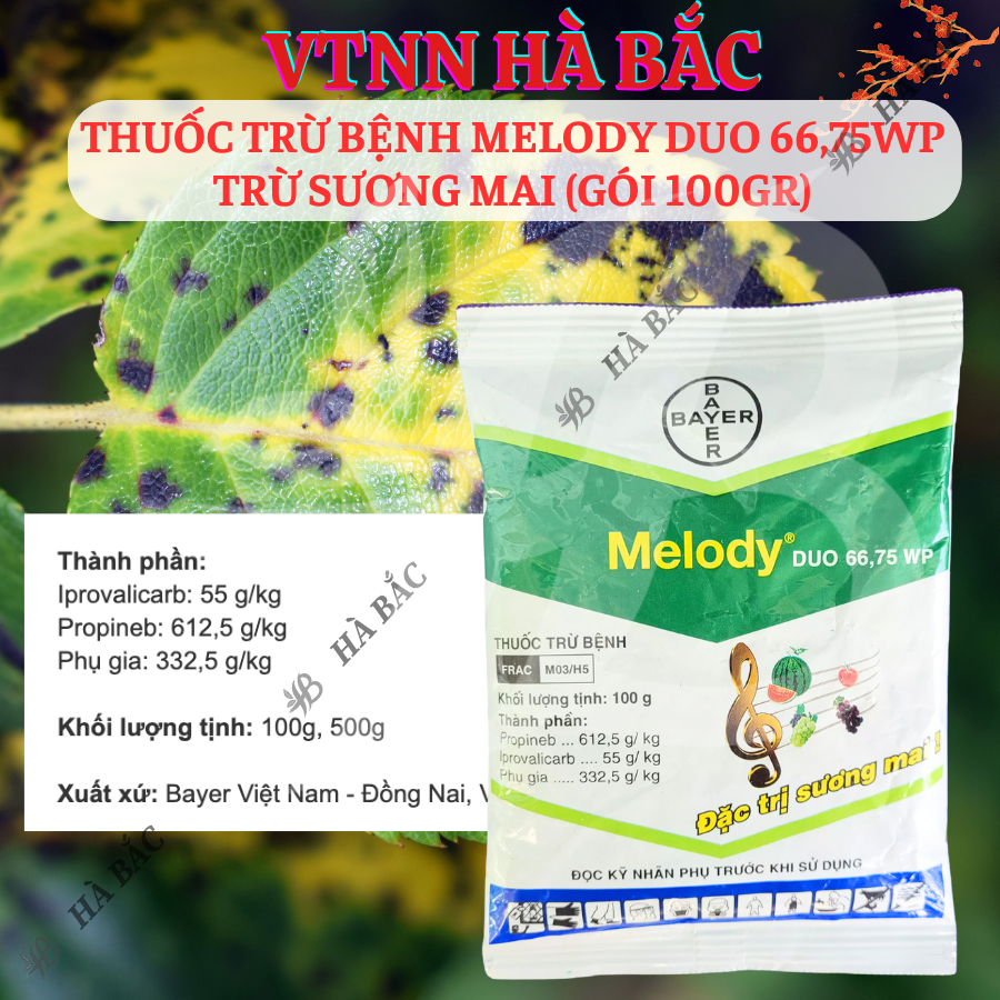 Chế Phẩm Xử Lí Nam Benh Melody Duo 66,75WP Bayer, Xử Lí Sương Mai (Gói 100gram)