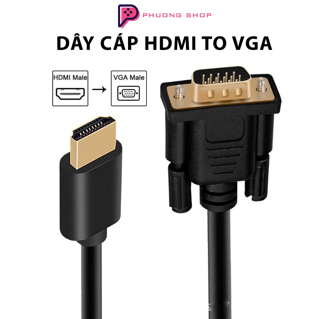 Dây Cáp Chuyển Đổi Từ HDMI Sang VGA Full HD 1080P 60Hz Dài 1.8 Mét ...