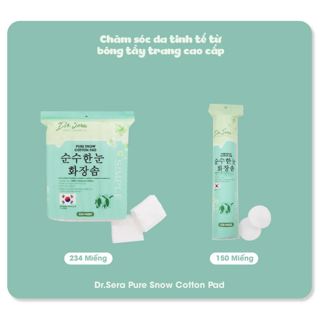 Bông Tẩy Trang Vải Cotton Mềm Mịn Dr.Sera Pure Snow Cotton Pad 150 Miếng/234 Miếng