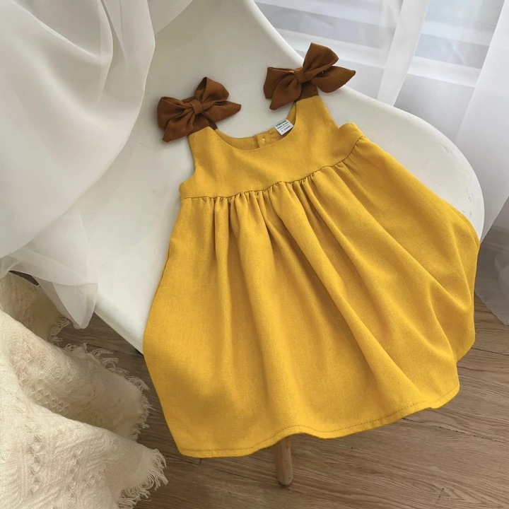 Tom&Chelsea Váy Bé Gái 8-33kg, babydoll nơ vai xinh, váy linen mát mùa hè cho bé – 3