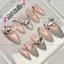 Nail box thiết kế nền thạch hồng tráng gương cực quang charm đá sang M60